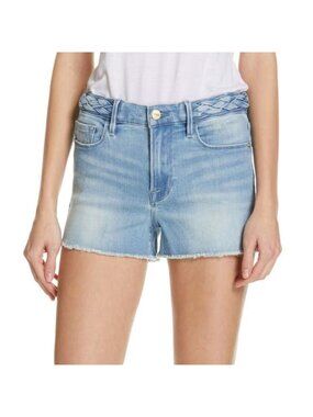 FRAME Le Cutoff Braid Waist Denim Shorts size 26